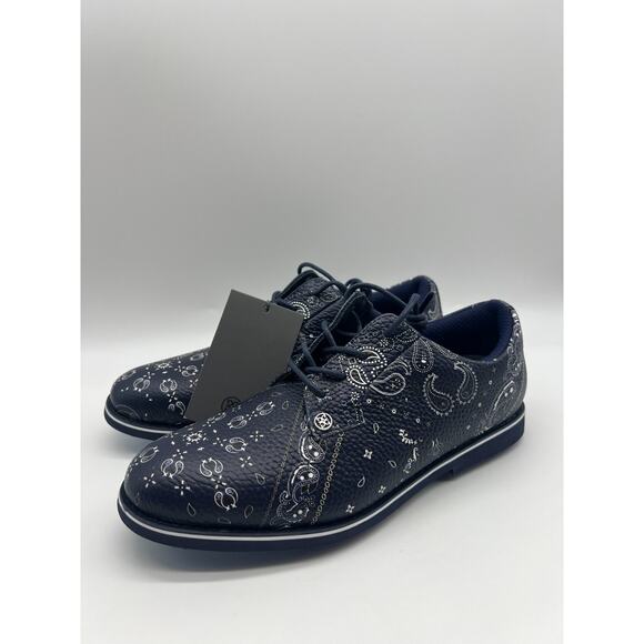 G/FORE Bandana Gallivanter Golf Shoes Navy Twilight Pebble Leather Size 7.5 - Picture 9 of 16